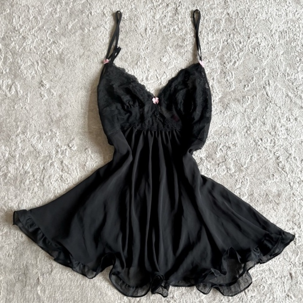 Y2k Betsey Johnson black babydoll slip dress
